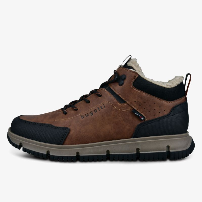Robuster brauner Schuh mit bequemer Polsterung und rutschfester Sohle für hohen Tragekomfort