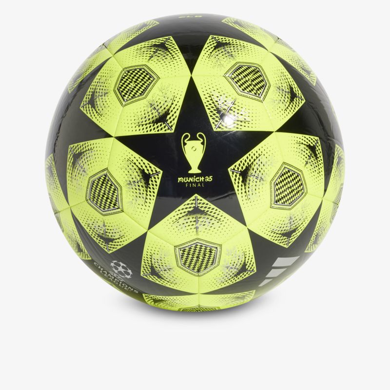 Offizieller Champions League Fußball in leuchtendem Gelb und Schwarz mit markantem Stern-Design