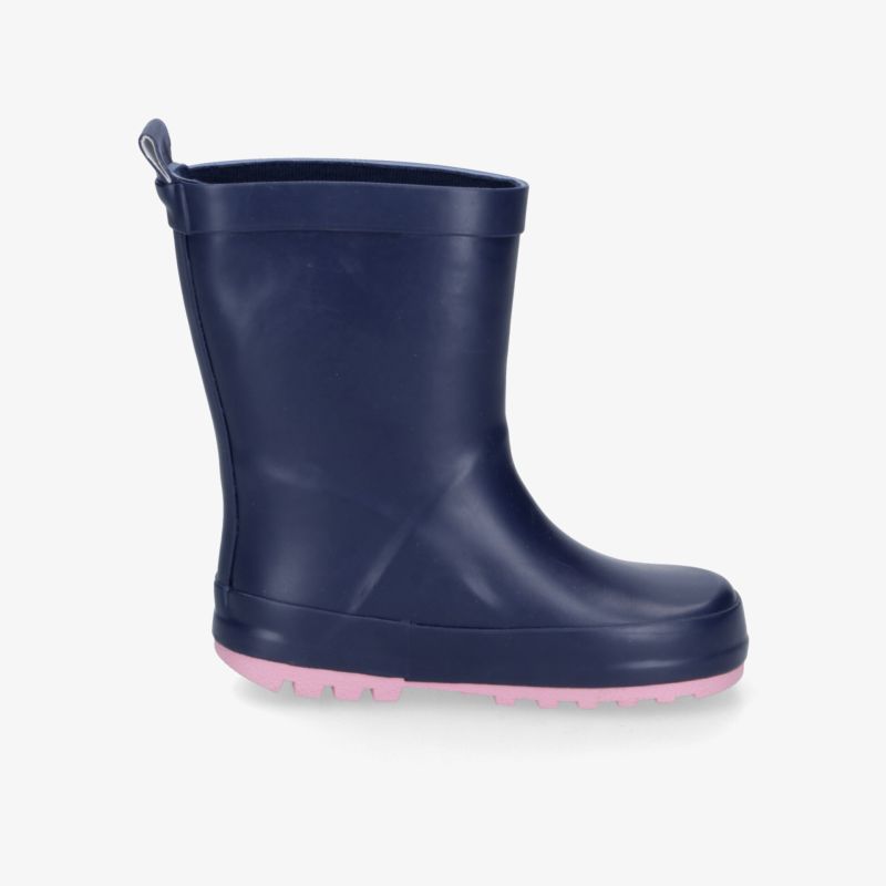 Navyblauer Gummistiefel mit pinker rutschfester Sohle, wasserdicht und robust für optimalen Komfort