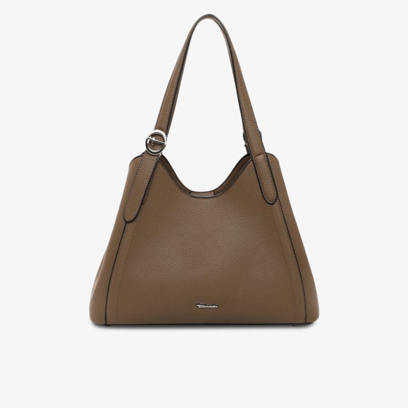 Elegante braune Handtasche mit stabilem Henkel und glattem Material, geräumig und vielseitig einsetzbar