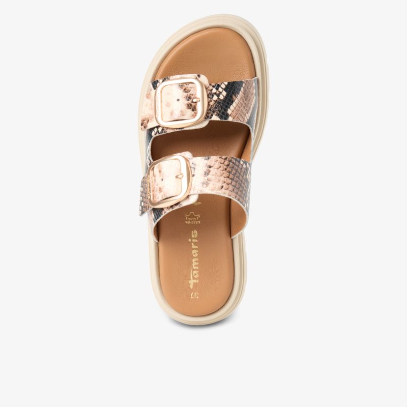 Stylische Sandalette mit glänzendem Finish und verstellbaren Schnallen, ideal für den Sommer.