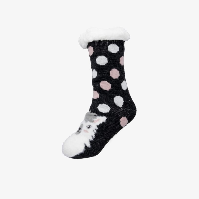 Weiche, kuschelige Socke mit großem Punkten und flauschigem Umschlag für bequemen und warmen Tragekomfort