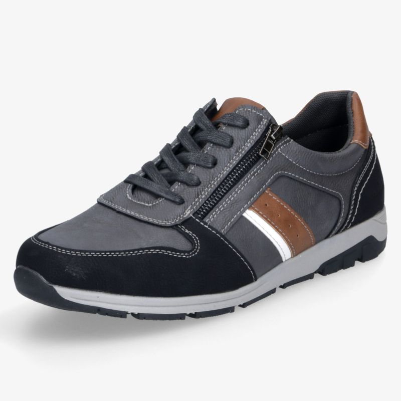 Moderner grauer Freizeitschuh mit seitlichem Reißverschluss für bequemen und robusten Komfort