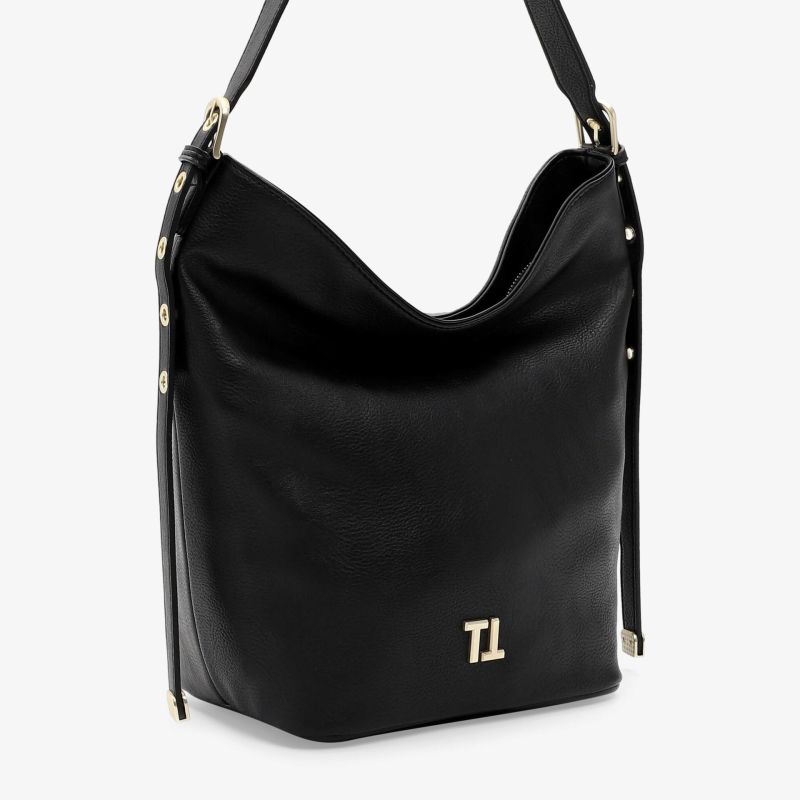 Elegante schwarze Schultertasche aus hochwertigem, weichem Leder mit großzügigem Innenfach und stabilem Trageriemen