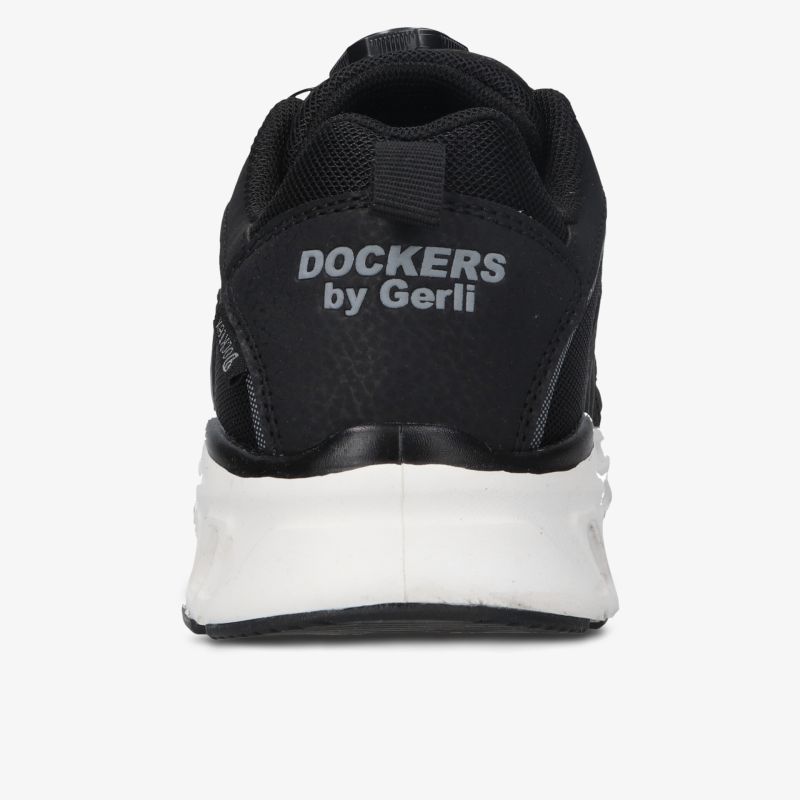 Moderner Dockers Schuh mit weißer Sohle und schwarzem Obermaterial, stabil und bequem