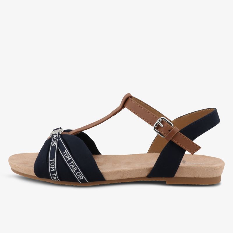 Bequeme Sommerschuh Sandale mit verstellbarer Schnalle und schmalen T-Streifen, flache Sohle für Alltag und Freizeit