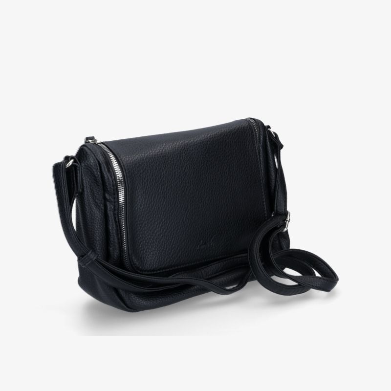 Schwarze kompakte Crossbody Tasche mit verstellbarem Riemen und elegantem Design, ideal für vielseitige Nutzung