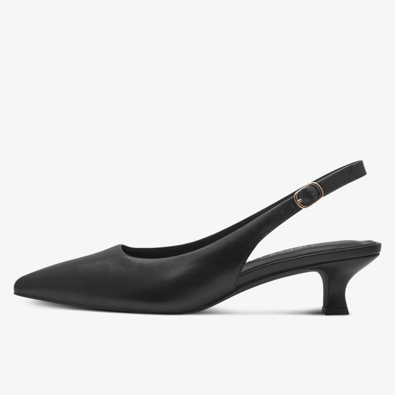 Eleganter schwarzer Slingback-Pumps mit mittelhohem Absatz und spitzer Form für stilvolle Anlässe