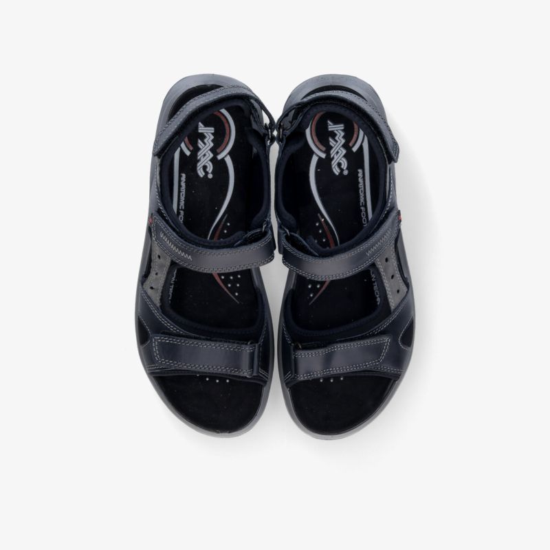 Bequeme schwarze Sandalen mit verstellbaren Riemen und gepolsterter Sohle, ideal für vielseitigen Einsatz