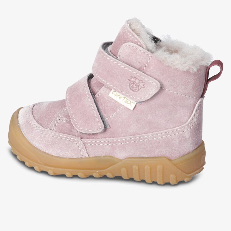 warmer Kinderschuh mit kuscheligem Innenfutter, rutschfester Profilsohle und zwei Klettverschlüssen für sicheren Halt