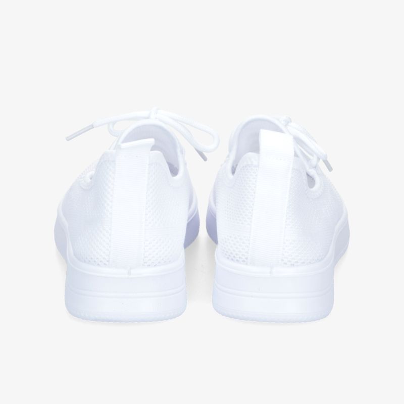 Weiße Sneaker Rückansicht mit klassischem Design und stabiler, bequemer Sohle, ideal für sportlichen Alltag