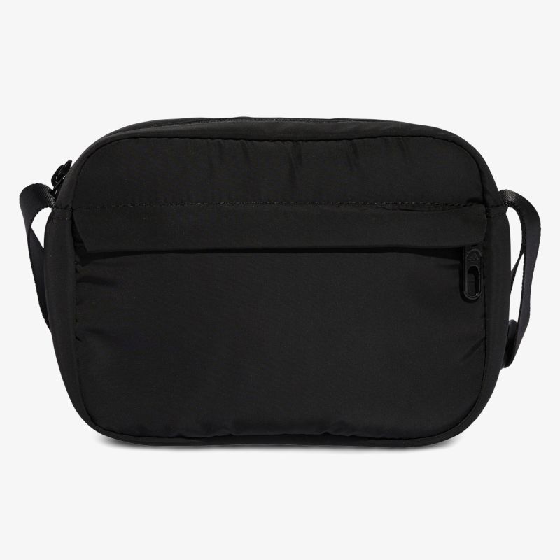 Kompakte schwarze Umhängetasche aus robustem Material mit praktischer Fronttasche und verstellbarem Riemen