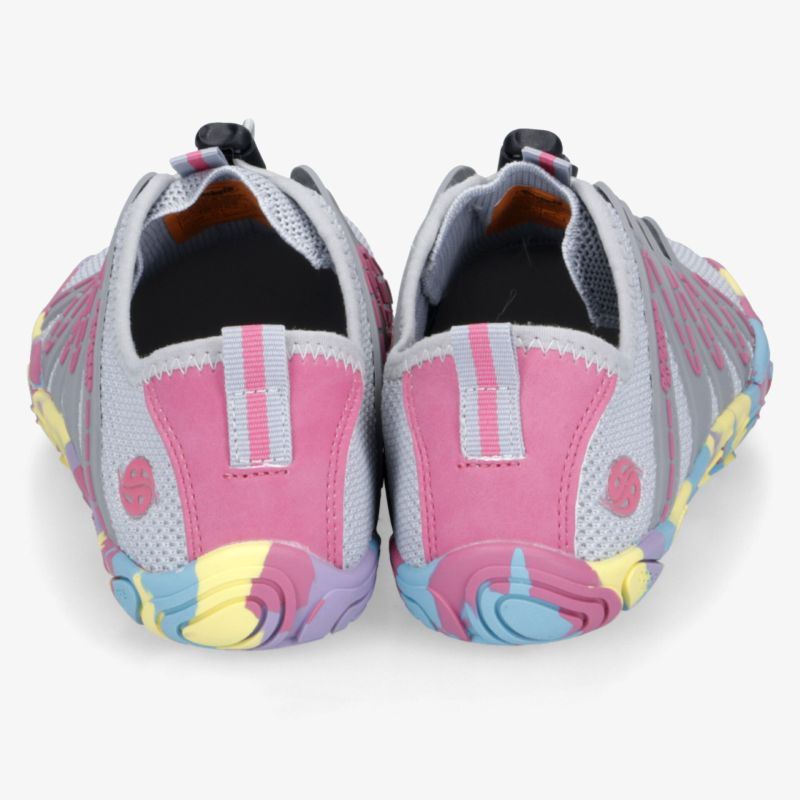 Leichte bunte Barfußschuhe mit rutschfester Sohle und flexibler Bauweise, Rückansicht