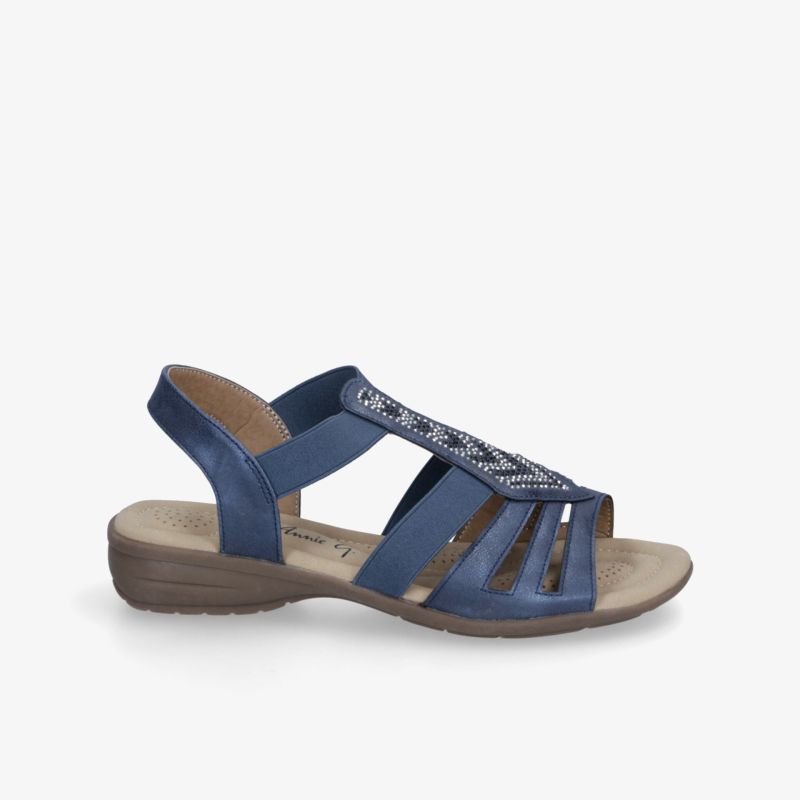 Bequemer blauer Sandalenschuh mit verstellbarem Riemen und rutschfester Sohle, ideal für warmes Wetter