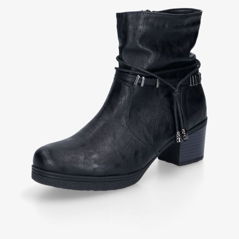 Stylische schwarze Stiefelette mit mittelhohem Absatz, modischem Design und bequemer Passform
