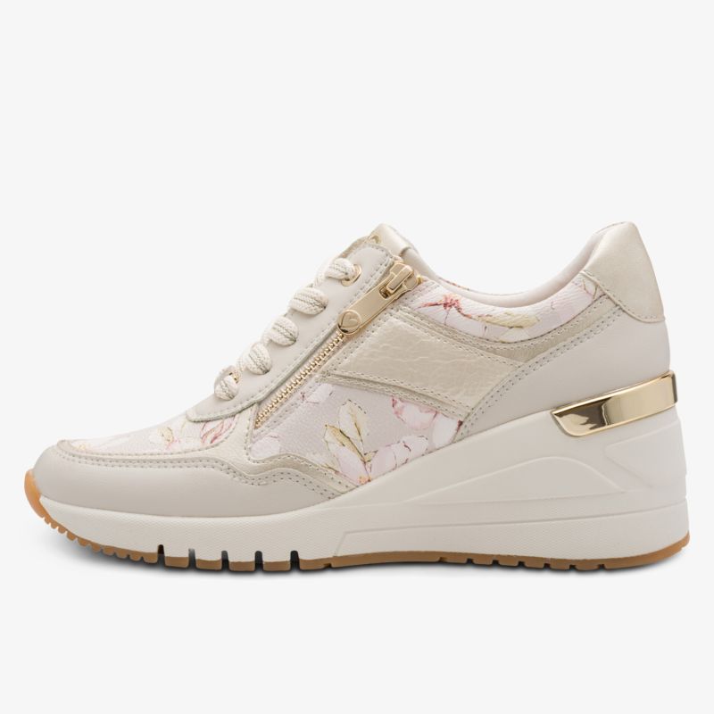 Bequemer Schuh mit höherem Keilabsatz und seitlichem Reißverschluss für einfachen Einstieg und stilvollen Look