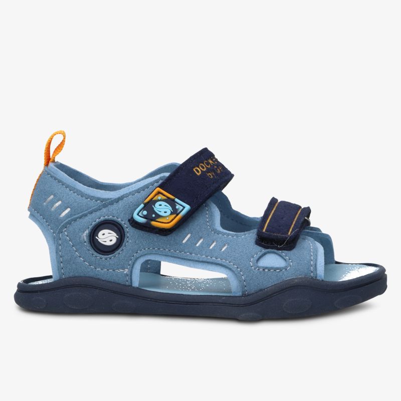 Bequeme blaue Sandale mit verstellbaren Klettverschlüssen und rutschfester Sohle für optimalen Tragekomfort
