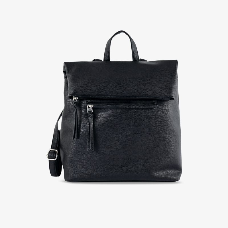 Elegante schwarze Ledertasche mit modernem, zeitlosem Design und praktischem Reißverschlussfach.