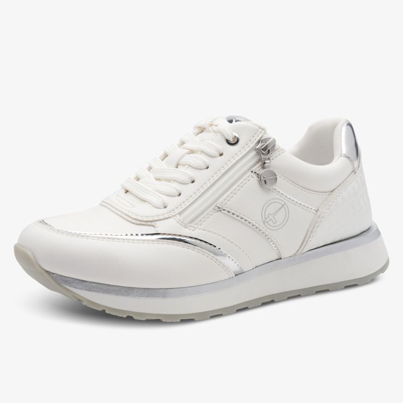 Moderner weißer Sneaker mit seitlichem Reißverschluss, sportlich elegant und komfortabel für jeden Tag