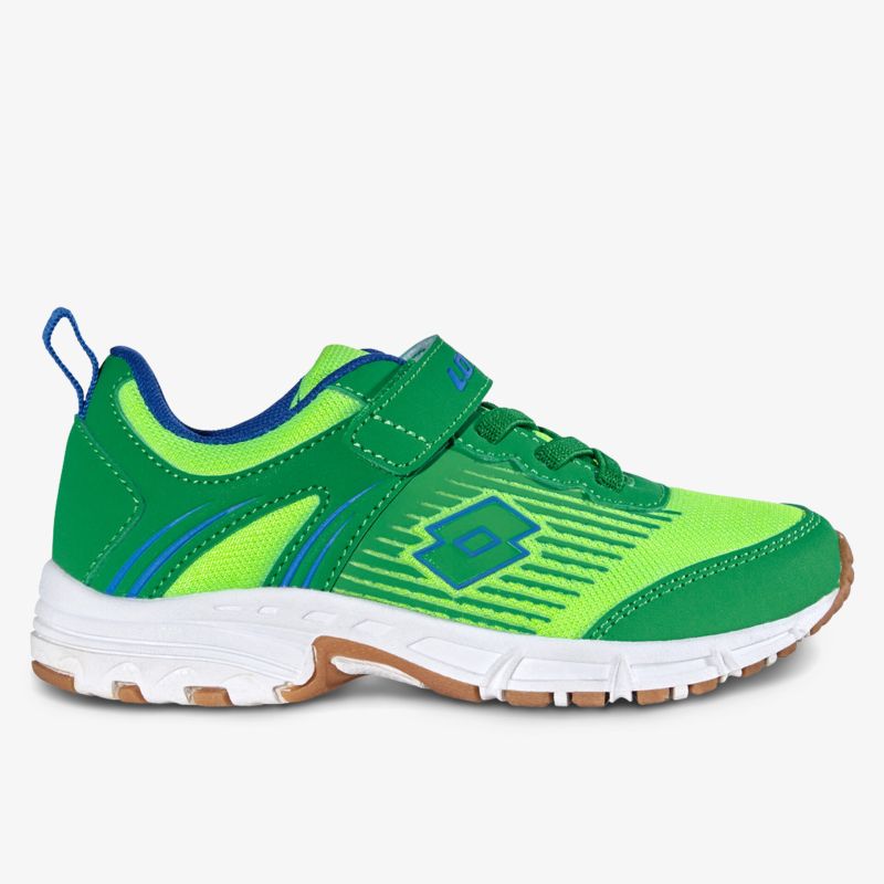 Sportlicher Schuh in lebhaftem Grün mit Klettverschluss für einfache Handhabung und bequeme Passform.