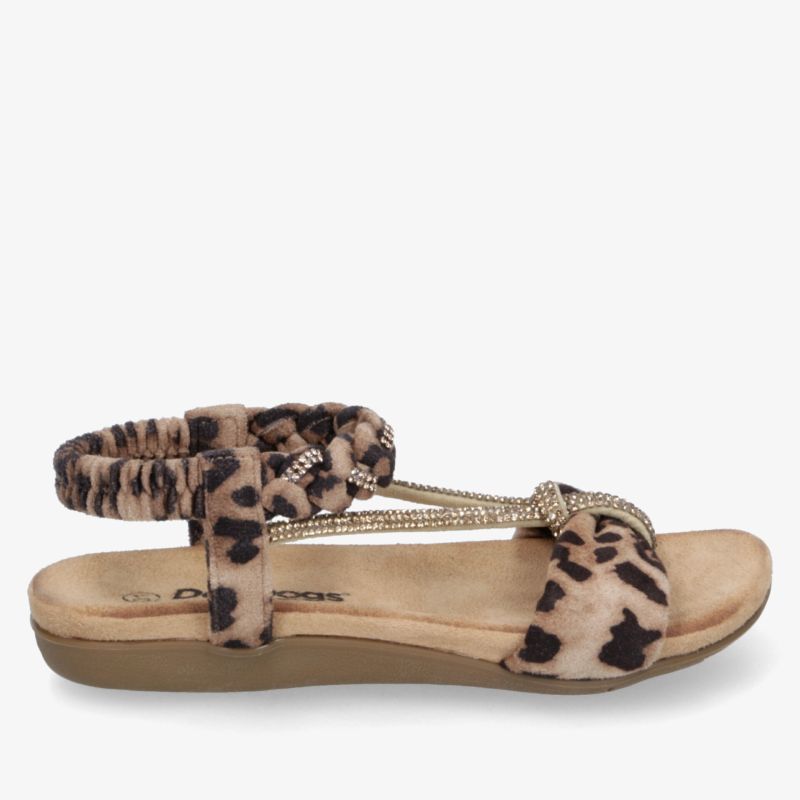 Bequeme Sandale mit elastischem Band und angenehm weicher Sohle im modischen Leopardenmuster, ideal für sommerlichen Komfort