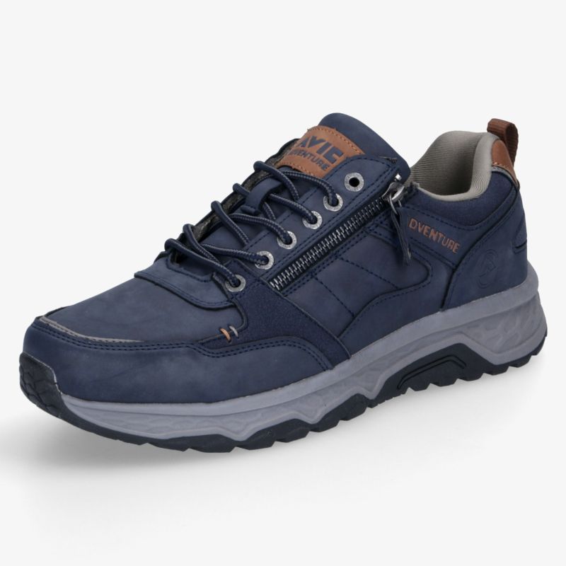 Sportlicher blauer Sneaker mit praktischem Reißverschluss und robuster, rutschfester Sohle für hohen Tragekomfort