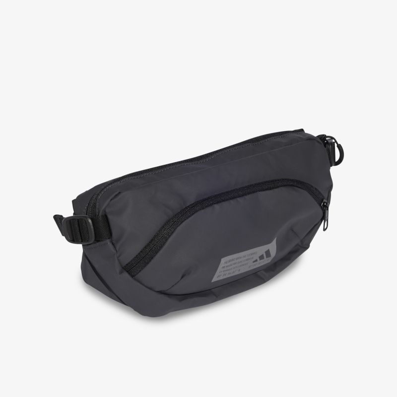 Sportliche schwarze und graue Gürteltasche mit funktionalem Reißverschluss und verstellbarem Gurt