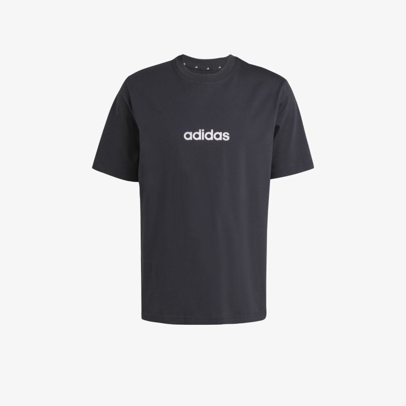 Schwarzes adidas T-Shirt mit kurzem Arm und Logo vorne, sportlich und bequem für den Alltag geeignet