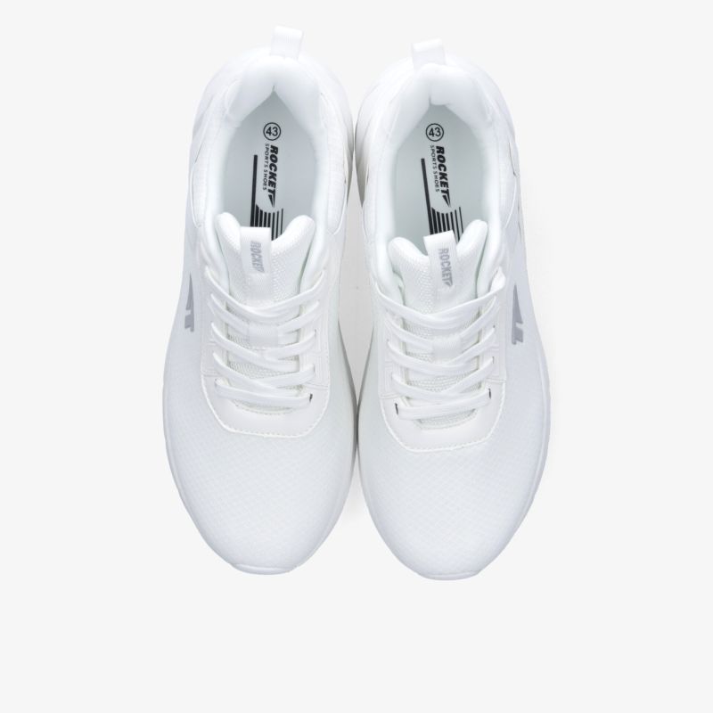 Weißes Sneaker Paar mit klassischer Schnürung und sportlichem Design, bequem und atmungsaktiv