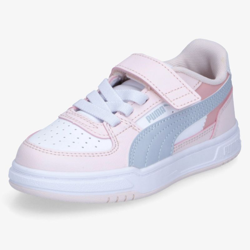 Stylischer Sneaker in Rosa und Weiß mit Klettverschluss und flexiblem Sohlen-Design.