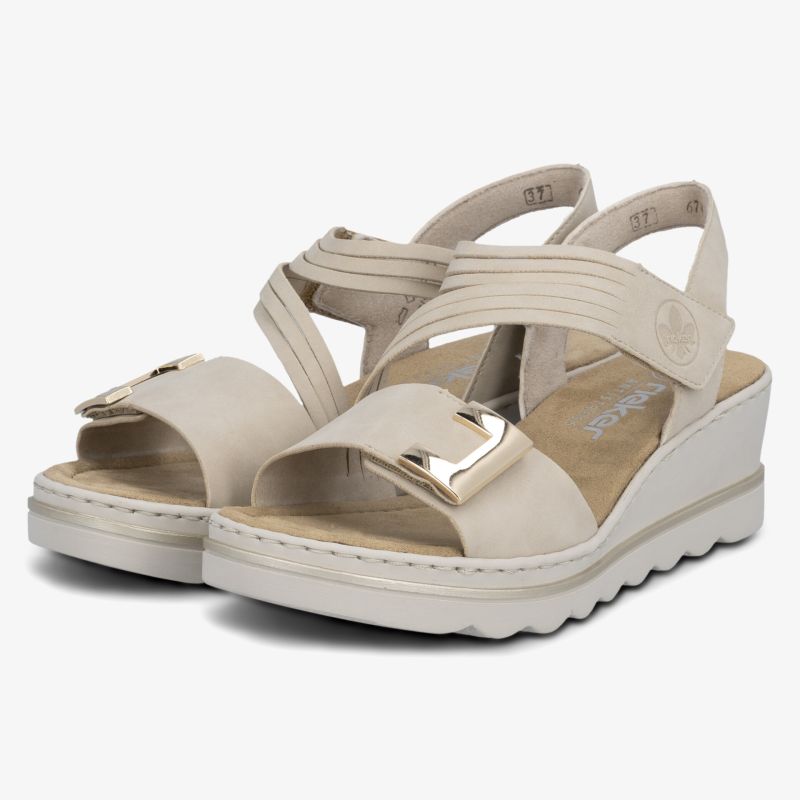 Bequeme Sandalen mit elastischen Riemen und weißer Laufsohle für angenehmen Tragekomfort