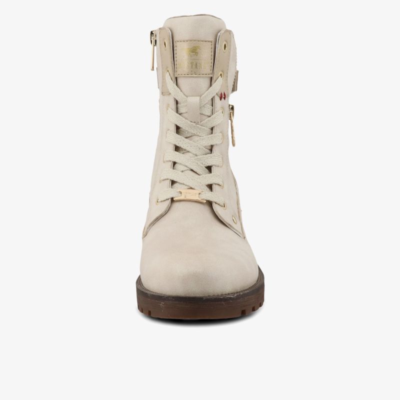Bequemer und robuster Schnürstiefel mit hochwertigem Material und modischem Design in Frontansicht
