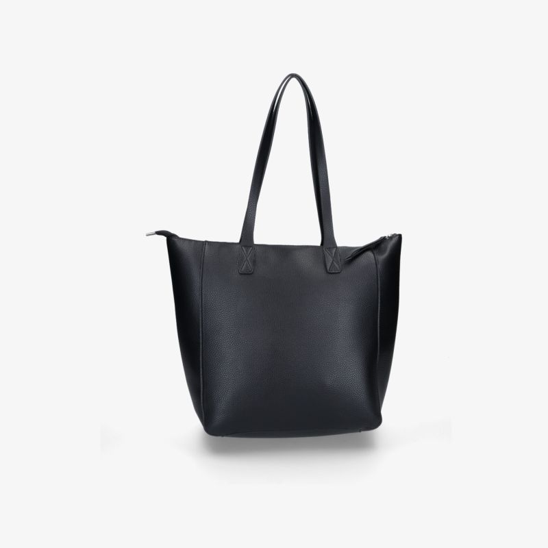 Elegante schwarze Tasche mit langen Tragehenkeln, geräumig und robust, perfekt für den Alltag
