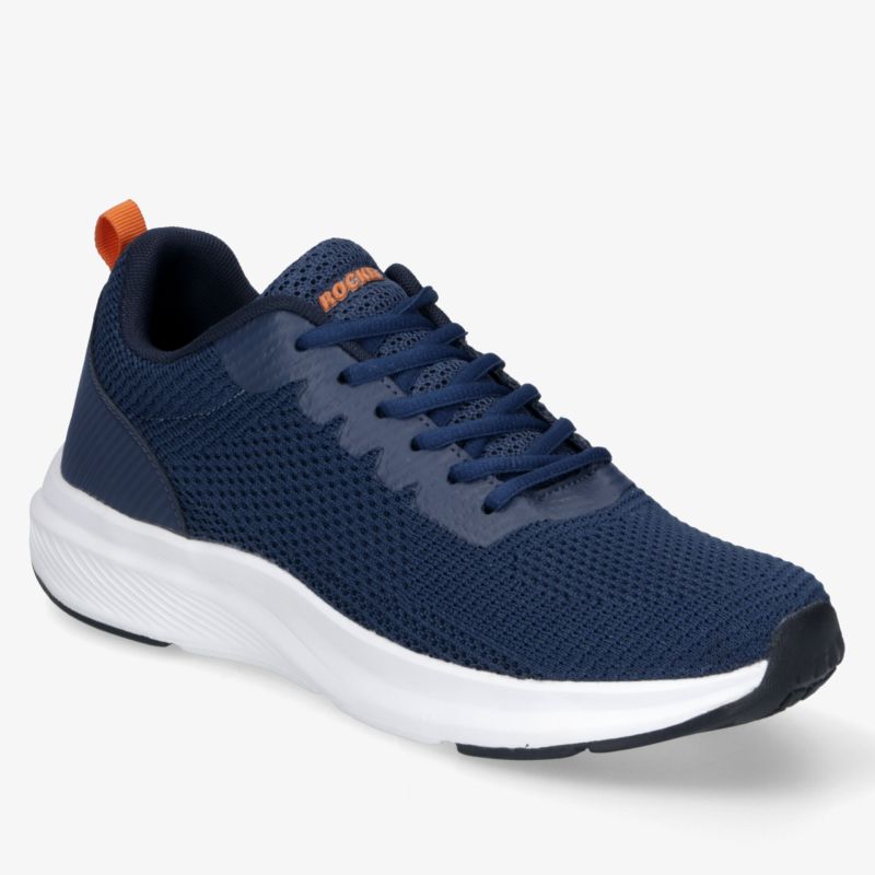 Sportlicher blauer Sneaker mit atmungsaktivem Mesh, leichter Konstruktion und rutschfester weißer Sohle für optimalen Tragekomfort