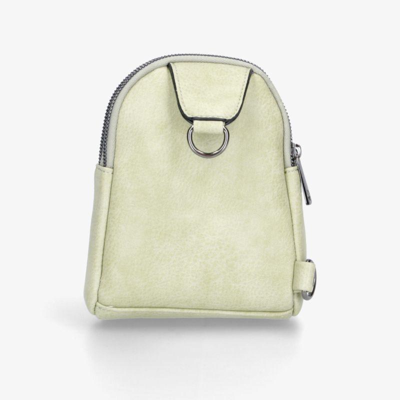 Kompakte cremefarbene Tasche mit Reißverschluss und Metallring, elegantes Design für vielseitigen Einsatz