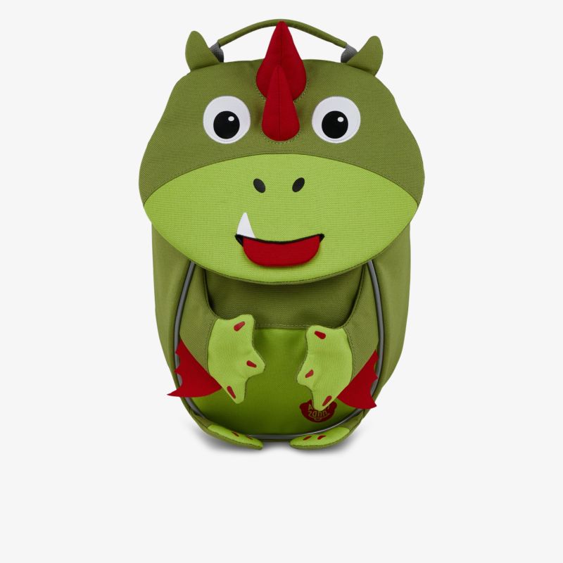 Kleiner grüner Kinderrucksack mit süßem Dinosaurier-Motiv, robust und praktisch für den Alltag