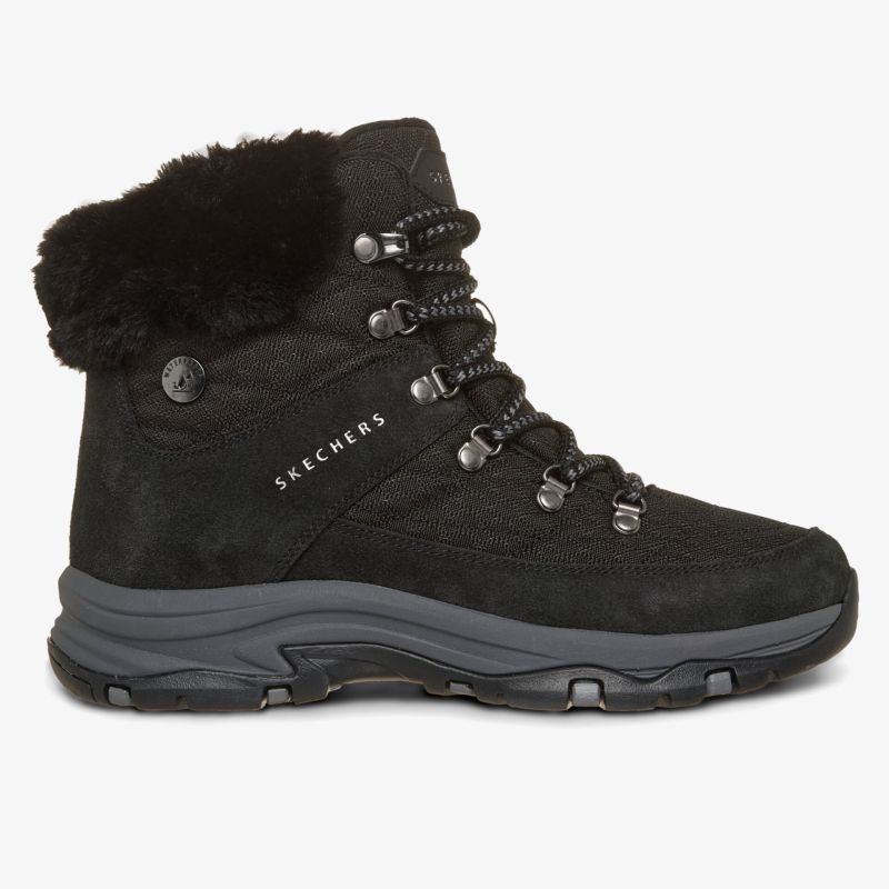 Warmer schwarzer Winterstiefel mit weichem Fellbesatz und schnürbarer Oberfläche für sicheren Halt
