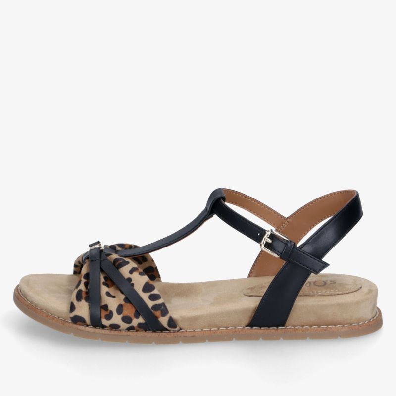 Leichte Sandale mit bequemer Sohle, verstellbarem Riemen und modischem Leopardenmuster, ideal für den Sommer