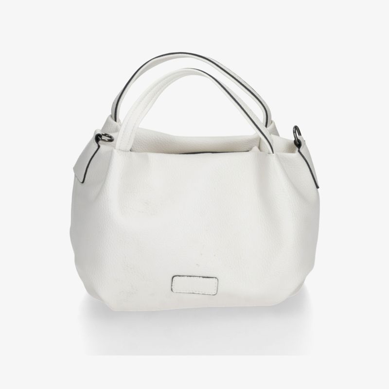 Weiße Tasche mit großem Stauraum, weichem Material und komfortablen Henkeln, elegantes Design