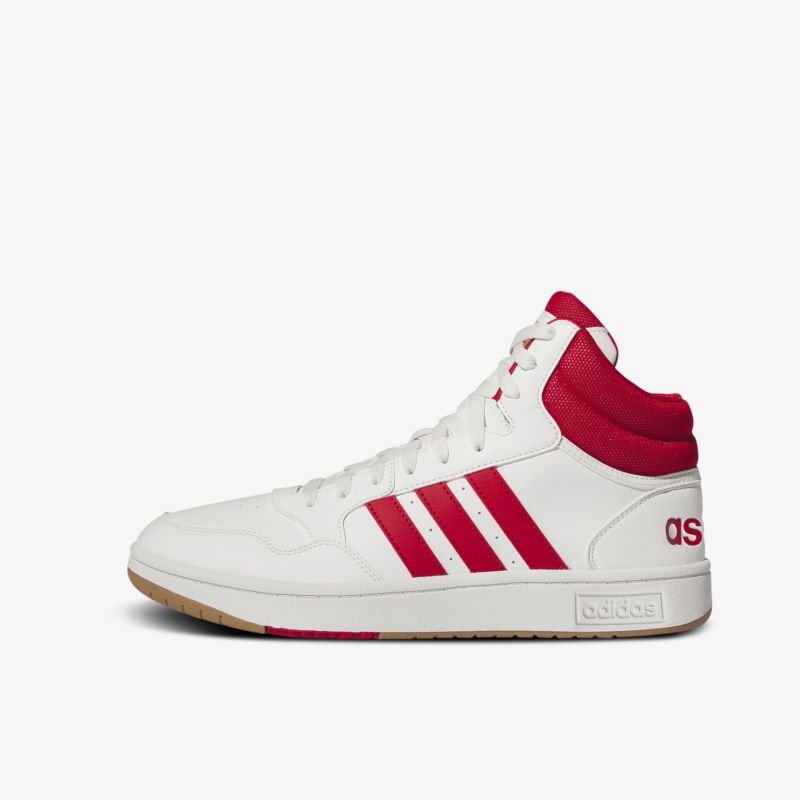 Moderner Sneaker in Weiß mit roten Akzenten und hohem Schaft. Sportlicher Look für vielseitigen Stil.