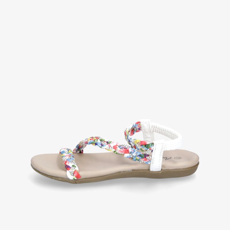 Leichte florale Sandale mit weißen Riemen, komfortabel und modisch für den Sommer