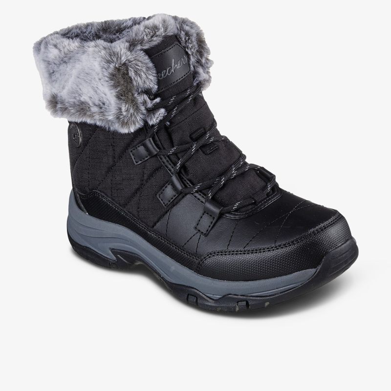 Wasserdichter Winterstiefel mit warmem Fellbesatz, rutschfester Sohle und verstellbarer Schnürung für sicheren Halt