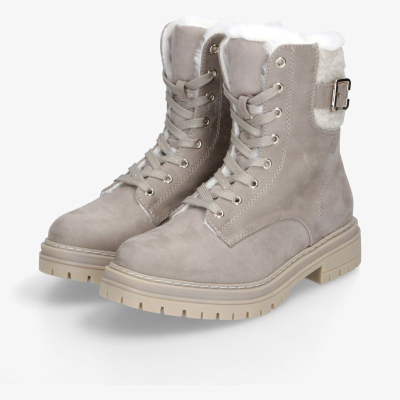 Beige Schnürboots mit weichem Schaft, komfortabler Passform und profilierter Laufsohle in hochwertiger Optik.