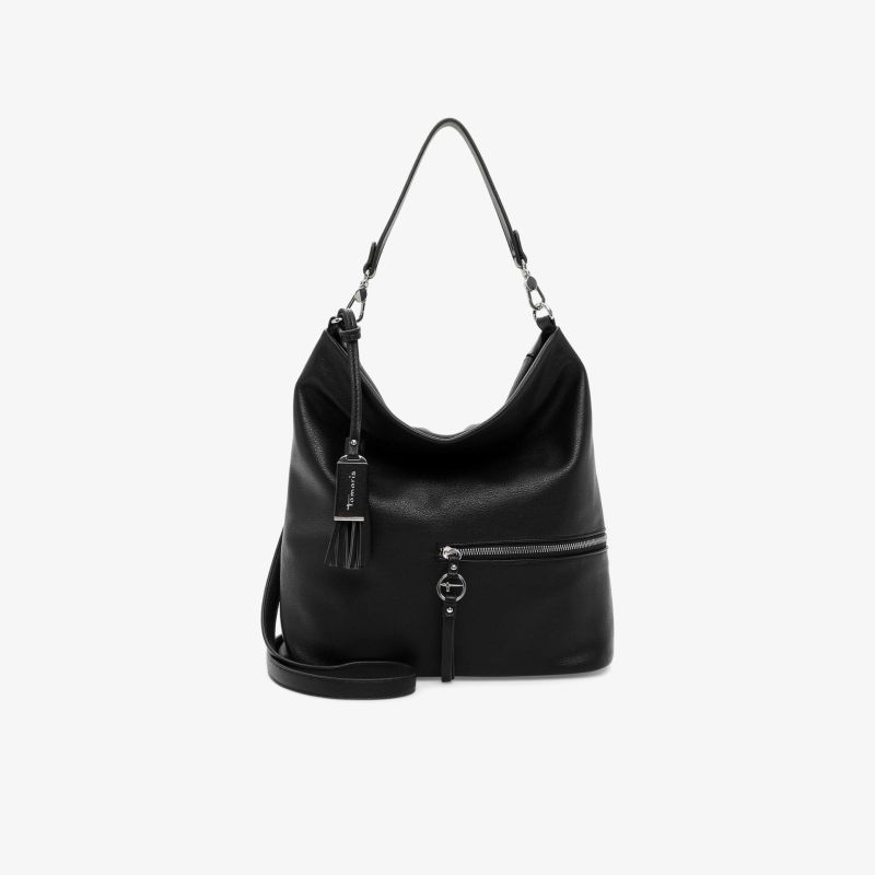 Elegante schwarze Handtasche mit praktischem Design und geräumigen Fächern für den täglichen Gebrauch.