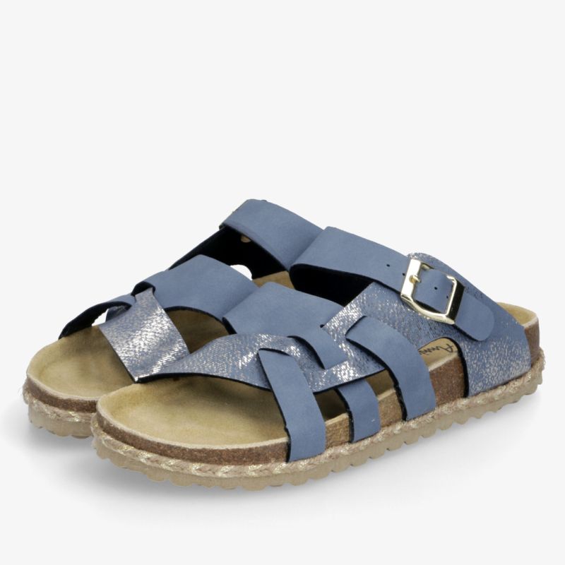 Bequeme blaue Sandalen mit verstellbarem Riemen und weichem Fußbett für ganztägigen Komfort