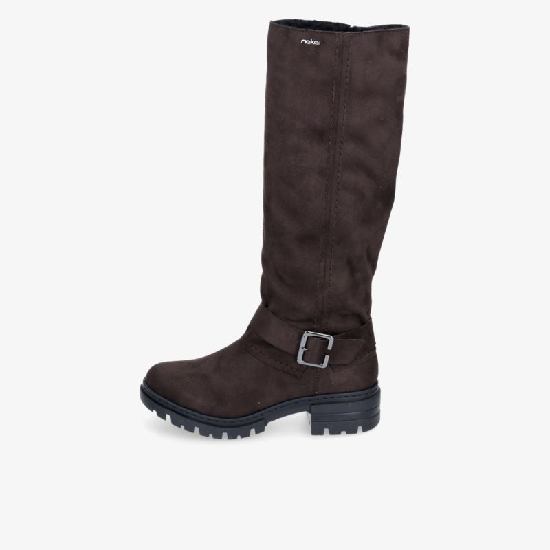Robuster brauner Winterstiefel mit rutschfester Sohle und verstellbarer Schnalle für komfortablen Halt