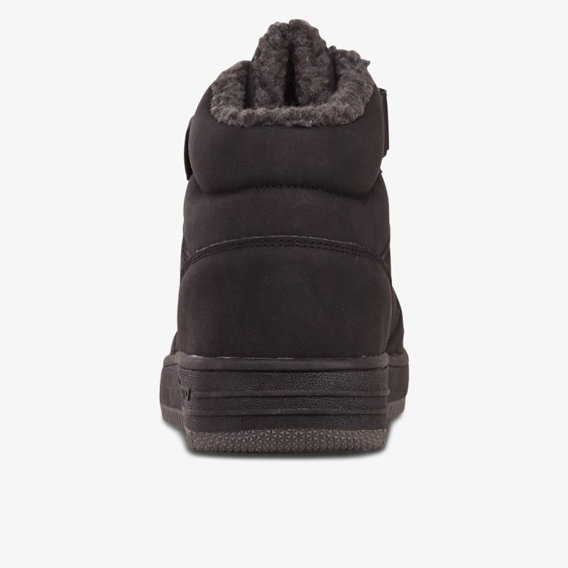 Robuster Winterstiefel mit warmem Innenfutter und rutschfester Sohle von hinten gezeigt