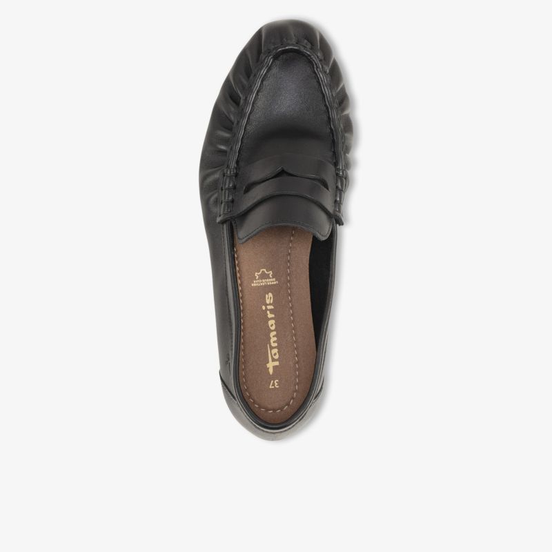 Schwarzer klassischer Lederslipper mit bequemer Passform und elegantem Design