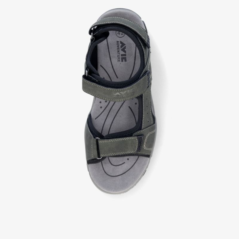 Bequeme Outdoor-Sandale in Grau mit verstellbaren Riemen und gepolsterter, rutschfester Sohle für ganztägigen Komfort