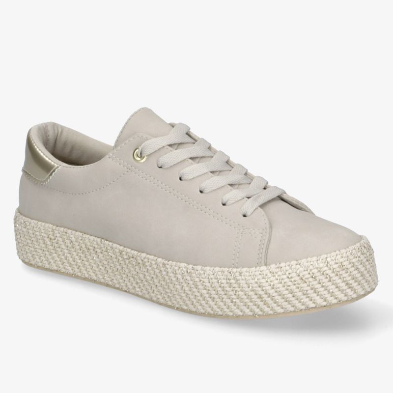Moderner beige Sneaker mit Plateau-Sohle für lässigen Stil und optimalen Komfort.